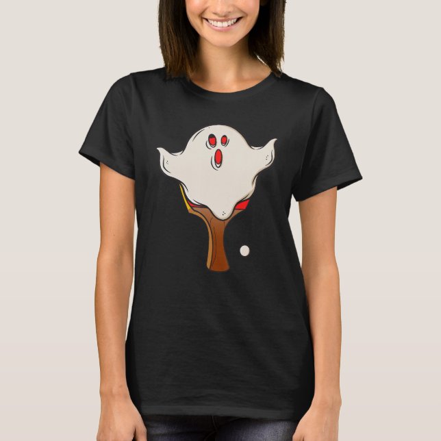 Table Tennis Halloween Ghost Halloween Disguise Ha T-Shirt (Front)