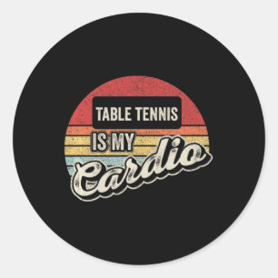 Table Tennis Is My Cardio Vintage Retro PingPong Classic Round Sticker