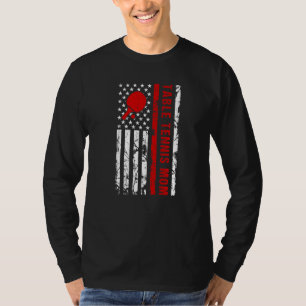 Table Tennis Mum USA Flag Design Paddle Table Tenn T-Shirt
