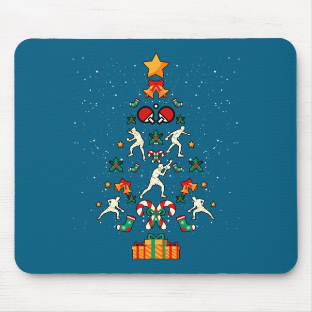 Table Tennis Ng Ng Player Christmas Tree Xmas Long Mouse Mat (Front)