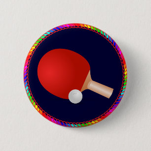 Table Tennis, Paddle and Ball 6 Cm Round Badge