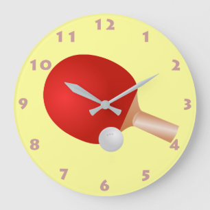 TABLE TENNIS PADDLE AND BALL (WITH NUMERALS) LARGE CLOCK