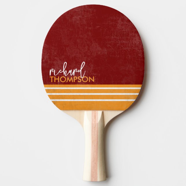 Table Tennis Paddle With Name Red/Orange (Front)