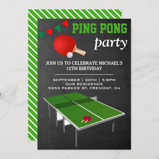 Table Tennis Ping Pong Birthday Party Invitation Zazzle Co Uk