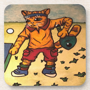 Table Tennis Ping-Pong Cat Coaster