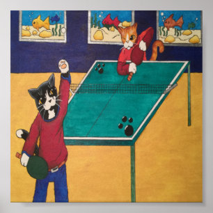 Table Tennis Ping Pong Cats Poster