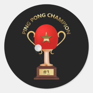 Table Tennis Ping Pong Champion Trophy  Classic Round Sticker