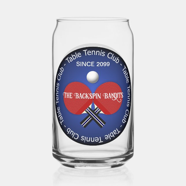 Table Tennis Ping Pong Drinkware Beer  Can Glass (Front)