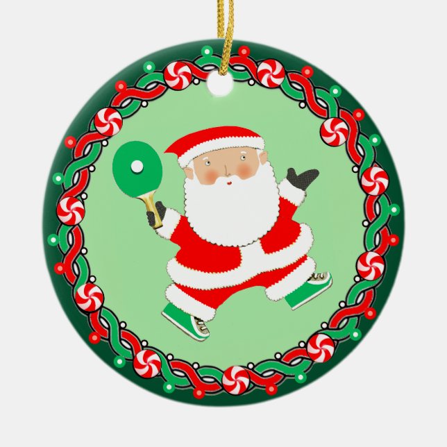 Table Tennis Ping-Pong Gift Ceramic Tree Decoration (Front)