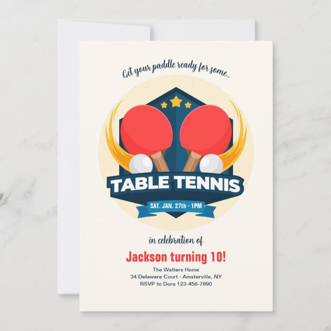 Table Tennis Ping Pong Invitation (Front)