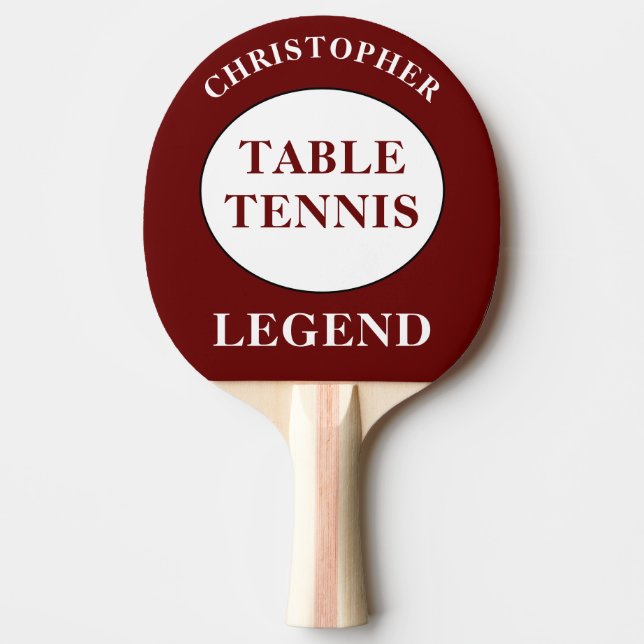 Table Tennis Ping Pong Legend Add Name Red Face Paddle (Front)