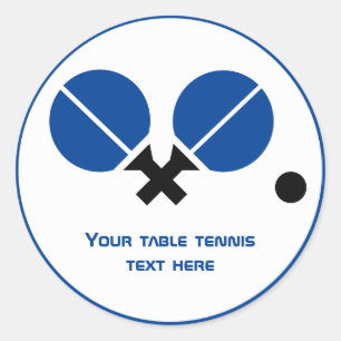 Table tennis ping-pong rackets and ball black blue classic round sticker