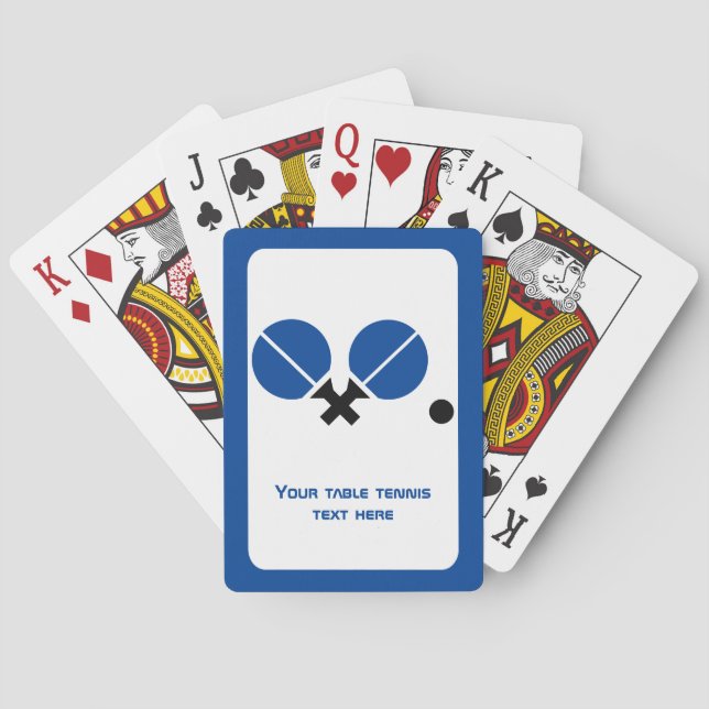 Table tennis ping-pong rackets and ball black blue playing cards (Back)