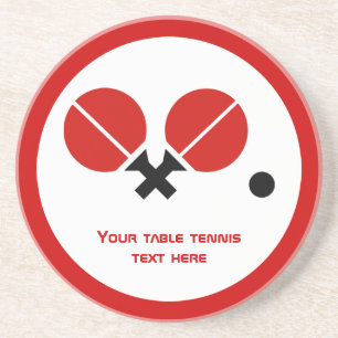 Table tennis ping-pong rackets and ball black, red coaster