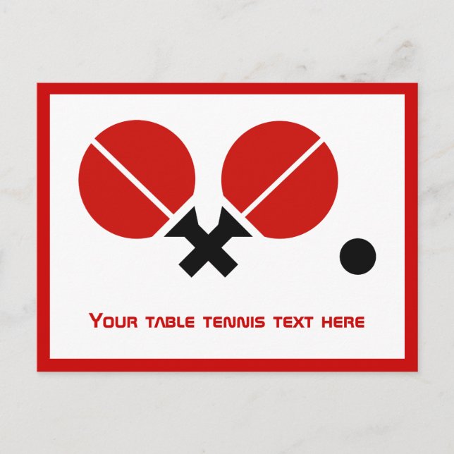 Table tennis ping-pong rackets and ball horizontal postcard (Front)