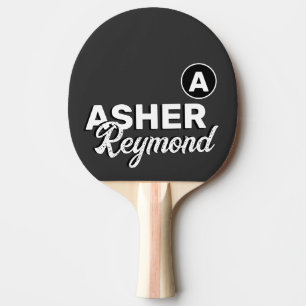 Table Tennis Player name on charcoal black Ping Pong Paddle