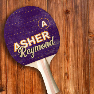 Table Tennis Player name purple&orange Ping Pong Paddle