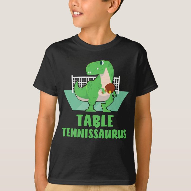 Table Tennis playing Trex Funny Dino Sport T-Shirt (Front)