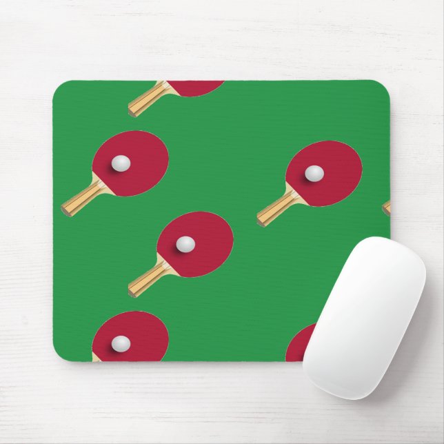 Table tennis racket and ball on green mouse mat (With Mouse)