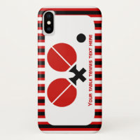 Table tennis rackets and ball black, red stripes