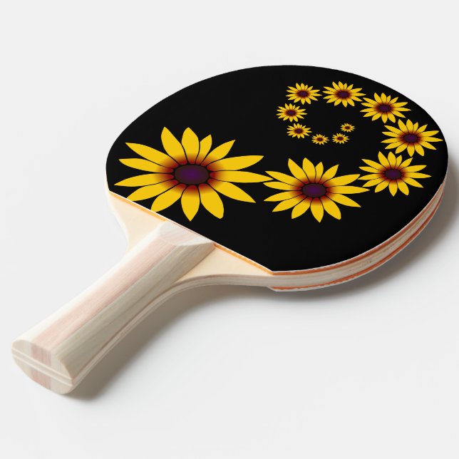 Table tennis racquet with yellow sunshade - flower ping pong paddle (Front Angle)