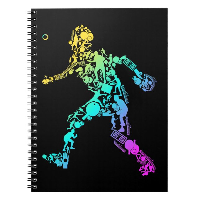 Table Tennis Sport Elements Table Tennis Player Notebook (Front)
