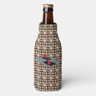 Table Tennis Table On A Ping Pong Balls Background Bottle Cooler