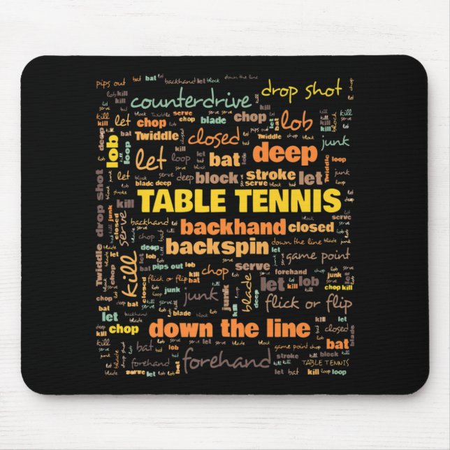Table Tennis Terminology Commonly Used Terms   Mouse Mat (Front)