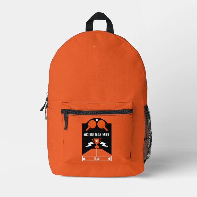 Table Tennis Tournament Printed Backpack (Front)
