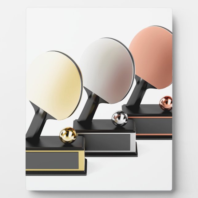 Table tennis trophies on white background plaque (Front)