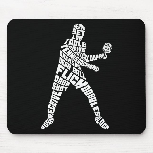 Table Tennis Typography Ping Pong Word Art   Mouse Mat (Front)