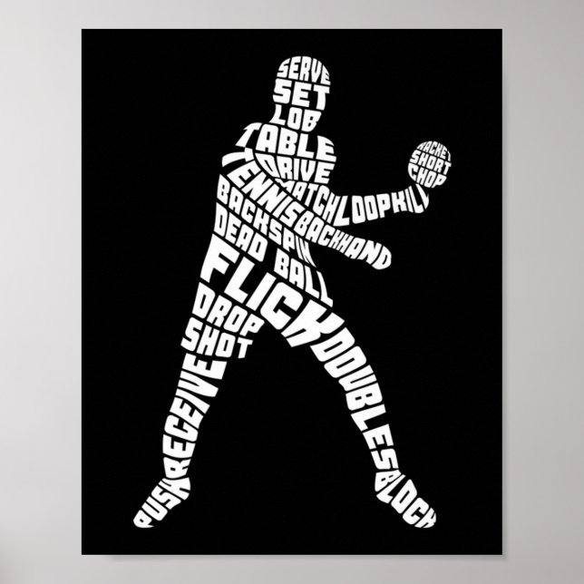 Table Tennis Typography Ping Pong Word Art   Poster (Front)