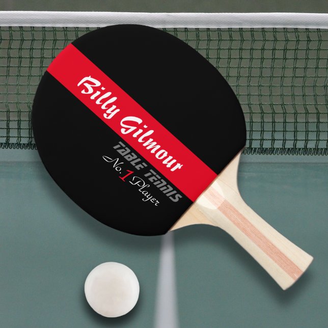 Table Tennis with name in a red stripe, cool Ping Pong Paddle (Creator Uploaded)