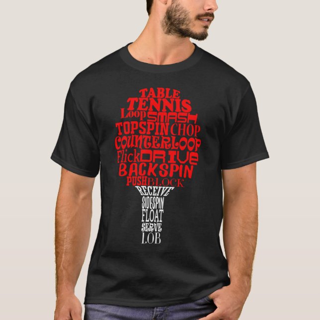 Table Tennis Word Cloud T-Shirt (Front)