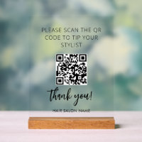 Table Tent Minimalist Qr Code to Tip Salon Stylist