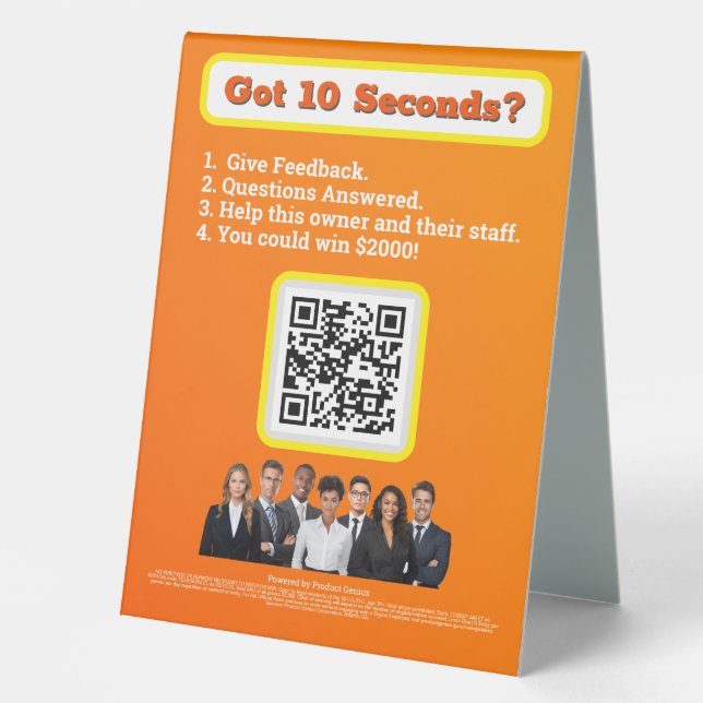 Table Tent Sign (Front)