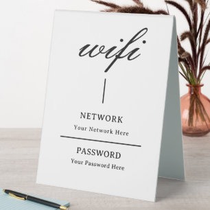 Table Tent Sign Modern Wifi Password Network