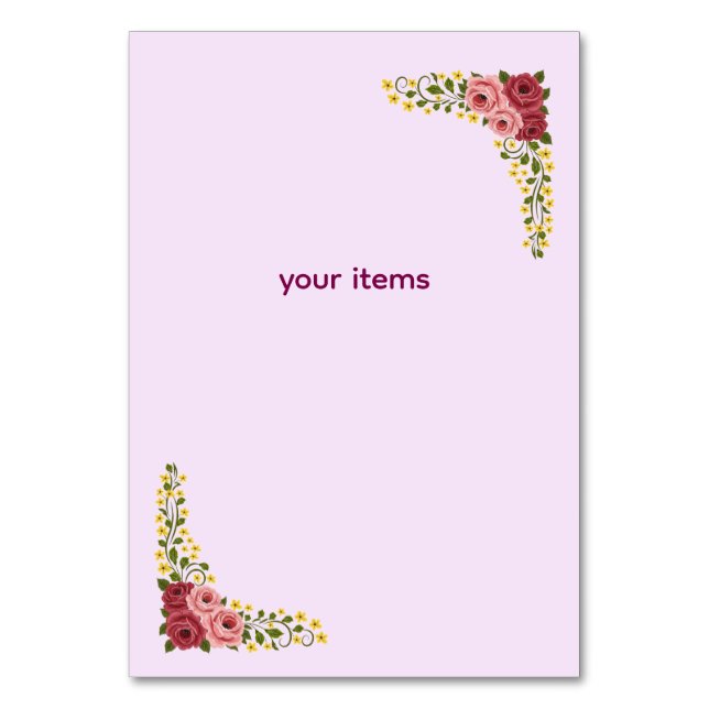 Table Tent Sign Number (Back)