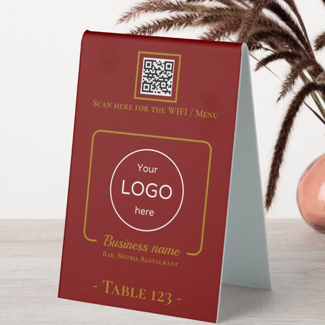 Table Tent Sign number logo qr code business bar (Creator Uploaded)