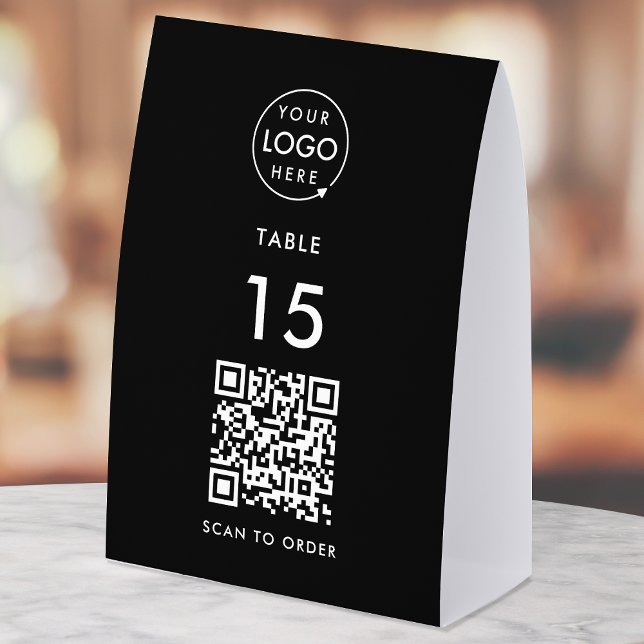 Table Tent Sign | Restaurant Cafe QR Scan to Order (Interactive "scan to order" QR code table signs for restaurants, bars, cafes & hospitality events.)