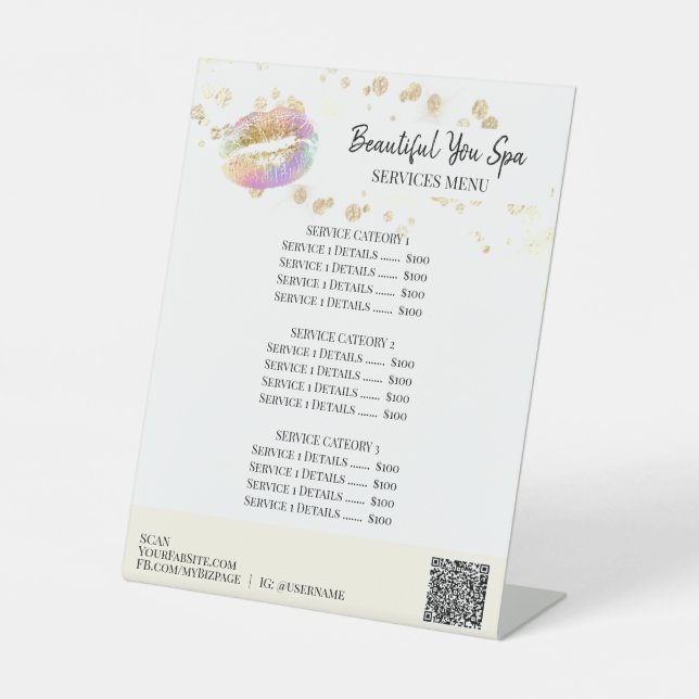 *~* Table Tent tabletop Glitter LIPS Pedestal Sign (Front)