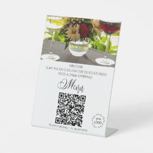 *~*Table Tent tabletop Restaurant Upload Logo QR Pedestal Sign
