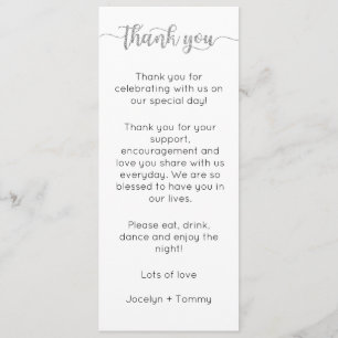 Table Thank You Card, Place Setting Card, Thank Menu