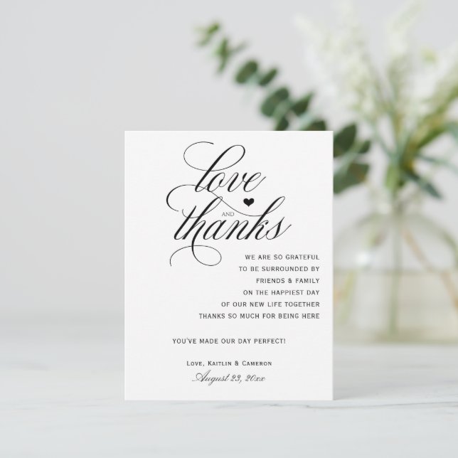 Table Thank You Cards | Royal Calligraphy (Black) (Standing Front)