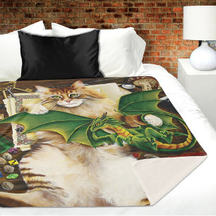Table Top Gaming Dragon Cat Sherpa Blanket