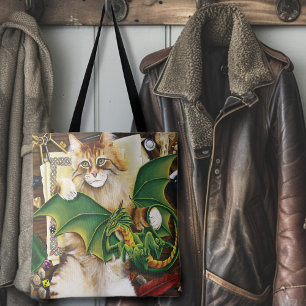 Table Top Gaming Dragon Cat Tote Bag