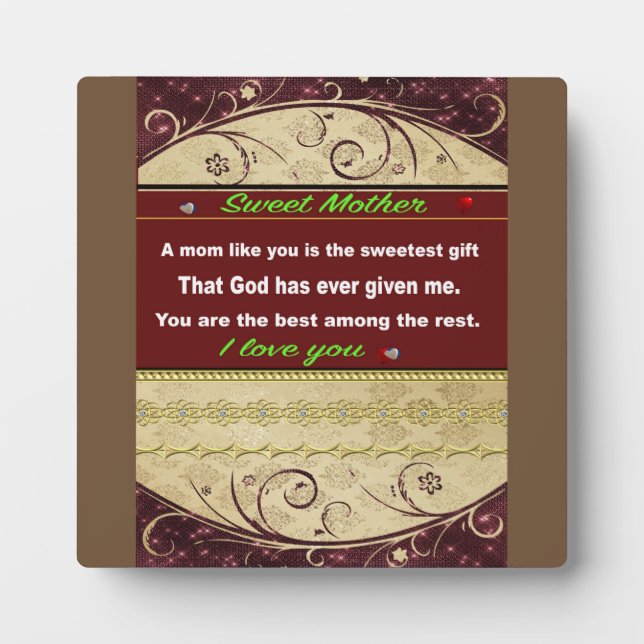 Table top Plaque,gift to my mother,quotes on Plaque (Front)