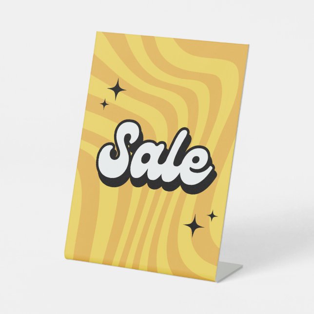 Table Top Sale Sign, Boutique Sale Signage, Retro Pedestal Sign (Front)