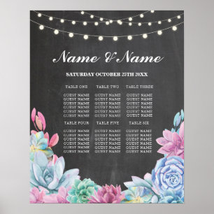Table Wedding Chalk Succulents Poster Seating