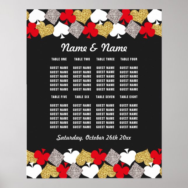 Table Wedding  Poster Seating Vegas Casino Cards (Front)